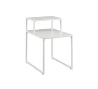 (Solid White) Wood and Metal Sofa Side End Coffee Table 2 Tier