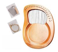 Solid Wood 19 String Lyre Harp Mahogany, C Key, Bass E3 To Treble E6 Tuning Range, Carved Phonetic Symbols, Best Gift for Adult Children,Wood