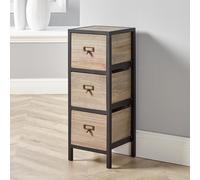 3 Drawer Chest Storage Unit Bedroom Organiser Metal Frame Solid Wood