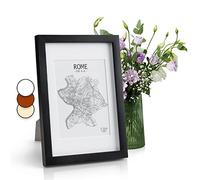 SOLID WOOD A4 Frame - GLASS Front - With Picture Mount For 8x6" Photo - Frame Width 2 cm - Black