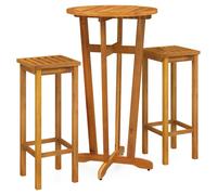 Solid Wood Acacia Bar Set Garden Outdoor Wooden Bistro Table and Chair vidaXL