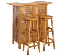 (Bar stools with round seat, 2 piece) vidaXL Solid Wood Acacia Garden Bar Set Bistro Table Multi Models 3/5 Piece
