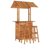 (3/bar stools with round seat) vidaXL Solid Wood Acacia Garden Bar Set Table Bar Stool Multi Models 3/5 Piece