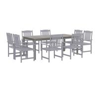 (8 piece) vidaXL Solid Wood Acacia Garden Dining Set Grey Wooden Table Chair 7/9 Piece