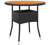 Solid Wood Acacia Garden Table Poly Rattan Patio Furniture Black/Grey vidaXL