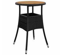 Solid Wood Acacia Garden Table Poly Rattan Patio Furniture Black/Grey vidaXL