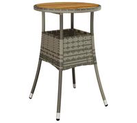 vidaXL Solid Wood Acacia Garden Table Ø60 cm and Poly Rattan Black Patio Table