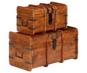 Solid Wood Acacia Treasure Chest Set 2 Pieces Honey Finish Storage Box vidaXL