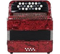 Solid Wood Accordion, 22 Key 8 Bass Piano Button Accordion for Beginners & Professionals, Red