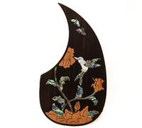 Solid Wood Acoustic Guitar Pickguard Rosewood with Abalone Shell Inlay 3M Adhesive for Martin D45 40-42 Inch Folk Guitar Scratch Plate (D)