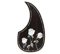 Solid Wood Acoustic Guitar Pickguard with Abalone Inlay, Rose Whisper Self-Adhesive for Martin D-45 Fits Most 40-41 Inch for 36-inch Models with Slight Outward Placement