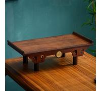 Solid Wood Altar Table for Meditation Wall-Mounted Buddha Shrine 54cm Brown Tabletop Offering & Incense Puja Table for Buddhist Practices