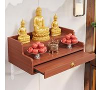 Solid Wood Altar Table - Wall-Mounted Personal Shrine for Prayer and Meditation - Ideal for Living Room