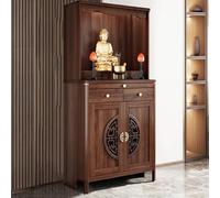 Solid Wood Altar Table with Storage Cabinet and Drawer, Meditation Pray Table for Buddhist Practices, 73" H x 61" L Perfect for Mindfulness and Reflection
