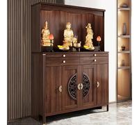 Solid Wood Altar Table with Storage Cabinet and Drawer, Meditation Pray Table for Buddhist Practices, 73" H x 61" L Perfect for Mindfulness and Reflection