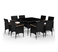 Solid Wood and Poly Rattan Garden Dining Set 9 Piece Multi Colours vidaXL