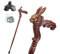 Solid Wood Animal Head Shaped Cane, Ergonomic Handle, Non-Slip and Wear-Resistant, Easy to Carry Unisex Also an Essential Travel Companion for the Elderly