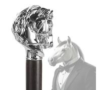 Solid Wood Animal Walking Cane for Men and Women, Gothic Decorative Ornate Metal Cane with Ergonomic Handle, Walking Stick for Senior(Horse)