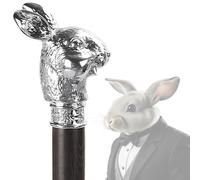Solid Wood Animal Walking Cane for Men and Women, Gothic Decorative Ornate Metal Cane with Ergonomic Handle, Walking Stick for Senior(Rabbit)