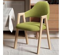 Solid Wood Armchair Dining Chair, Modern Leisure Chair, Linen Cotton Small Office Chair with backrest, Ergonomic Curved backrest, Suitable for Dining and Living Rooms I