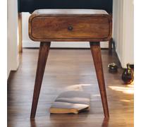 Solid Wood Avora Bedside Table with Drawer and Nordic Legs, Durable Hand-Finished Desk Ideal for Bedroom, 35L x 45W x 57H cm, Brown Aosom UK