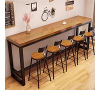 Solid Wood Bar Height Table, Industrial Style Dining Table with Metal Base, Stable and Load-Bearing, Narrow Long Breakfast Bar Table