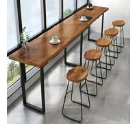 Solid Wood Bar Height Table Rustic Live Edge Bistro Di Table Narrow Console Table for Sofa Industrial Metal Frame 70.9" L x 15.7" W x 41.3" H Brown Finish