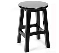 Solid Wood Bar Stools 30" Height Round Kitchen Stools with Footrest Rustic Black Counter Chairs for Cafe & Church Durable Tall Seating (50cm)