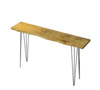 Solid Wood Bar Table, Rustic Industrial Coffee Table, Handmade Pine with Metal Frame, Modern Farmhouse Style, Narrow Rectangular Pub Counter for Balcony or Kitchen