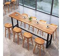 Solid Wood Bar Table with Footrest - Tall Counter Height Dining Table for Kitchen & Pub - Live Edge Design Stylish & t for Entertaining Guests