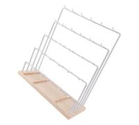Solid Wood Base 6 Tier Jewelry Organizer with 30 Hooks Removable Ladder Construction Portable Earring Display Fixture for Earring Display, フリーサイズ