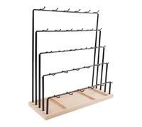 Solid Wood Base 6 Tier Jewelry Organizer with 30 Hooks Removable Ladder Construction Portable Earring Display Fixture for Earring Display, フリーサイズ