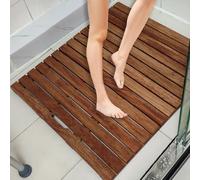 Solid Wood Bath Mat - Non-Slip Shower Mat for Bathroom & Outdoor Pool - Spa Quality Smooth Grate - 50 x 100 cm (19.7 x 39.4 inches)