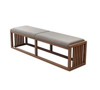 Solid Wood Bed End Bench New Chinese Style Shoe Stool for Bedroom Long Couch Seat Elegant Black Walnut Finish Versatile Bedside Storage Stool Medium Size