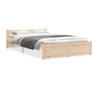 vidaXL Bed Frame Wax Brown 205.5 x 125.5 x 51 cm Solid Pine Wood