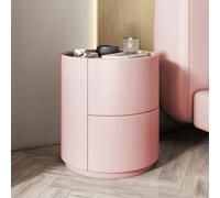 Solid Wood Bedside Table, Round Nightstand with Two Drawers, Compact Modern Side Table for Bedroom, Living Room or Study - Fully Assembled