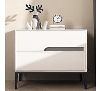 Solid Wood Bedside Table with Creative Drawer Handle, Leather Design, Multi-Functional for Living Room and Bedroom, Large Capacity