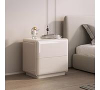 Solid Wood Bedside Table with Double Drawer, Silent-Glide Design, Luxury Nightstand for Bedroom, Minimalist Style