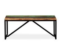Solid Wood Bench 110 x 35 x 45 cm Recycled Reclaimed Wood with Steel Legs Vintage Seat for Hallway Living Room Bedroom Robust and