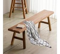 Solid Wood Bench Rustic Dining & Entryway Seat for Indoor/Outdoor Asian Design in Natural Wood t for Hallway or Bedroom