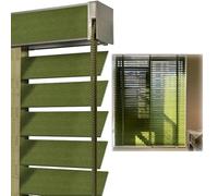 Solid Wood Blinds with Classic Valance, 5cm Slat Rooming Darkening Wooden Horizontal Blind for Office, Bathroom, 100 110 120 130 140 150 160 cm, Cordless Waterproof Window Coverings(Green)
