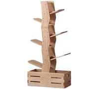 Solid Wood Bookshelf, Tall Bookcase with Storage Basket, Modern Narrow Organizer for Bedroom, Living Room, Home Office, Corner Display Shelving Units, 8-Tier
