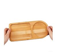 Solid Wood Breakfast Tray Japanese Style Round Serving Plate for Tea Bread Snacks Modern Minimalist Home Decor 11x6x2cm(YELLOW)