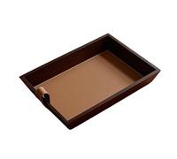 Solid Wood Breakfast Tray - Luxury Leather Accents, Multi-Functional Storage for Keys, Aromatherapy, and Décor - Perfect for Coffee Table & Restaurant Use (L)
