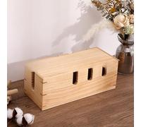 Solid Wood Cable & Device Storage Hub, 31 x 13 x 12 cm Wooden Organizer Box for Home Office, Stylish Clutter-Free Desk Solution