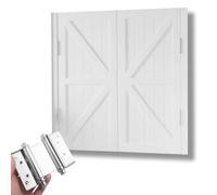 Solid Wood Cafe DoorsAutoClose Hinged Double Saloon Doors for Kitchen Bar BathroomWhite Indoor Door Set (90x100cm) with Complete Hardware for Easy Installation