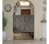 Solid Wood Cafe Swing Doors - Auto Close Double Door for Kitchen and Restaurant - Durable Rustic Partition Doors(Dark Gray,85x90cm)