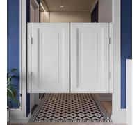 Solid Wood Cafe Swing Doors with Stainless Steel Hinges Ideal for Kitchens Cafes Bars Elegant White Finish 80x90cm Durable and Stylish Entryway Solution