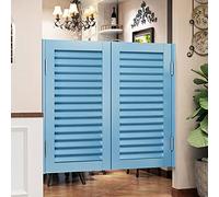 Solid Wood Café Swinging Doors Auto-Close Louvered Interior Door Batwing Bar Door 32x28in Blue Perfect for Restaurants & Coffee Shops & Stylish Design