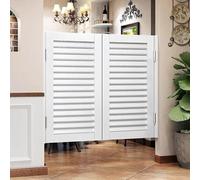 Solid Wood Cafe Swinging Doors - Durable Half Waist Saloon Doors with Stainless Steel Hinges for Kitchen, Bathroom(White,90x100cm)